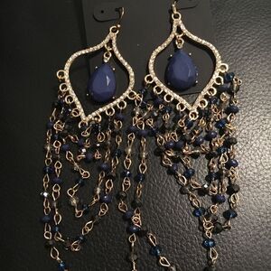 INC Teal Curtain Drop earrings